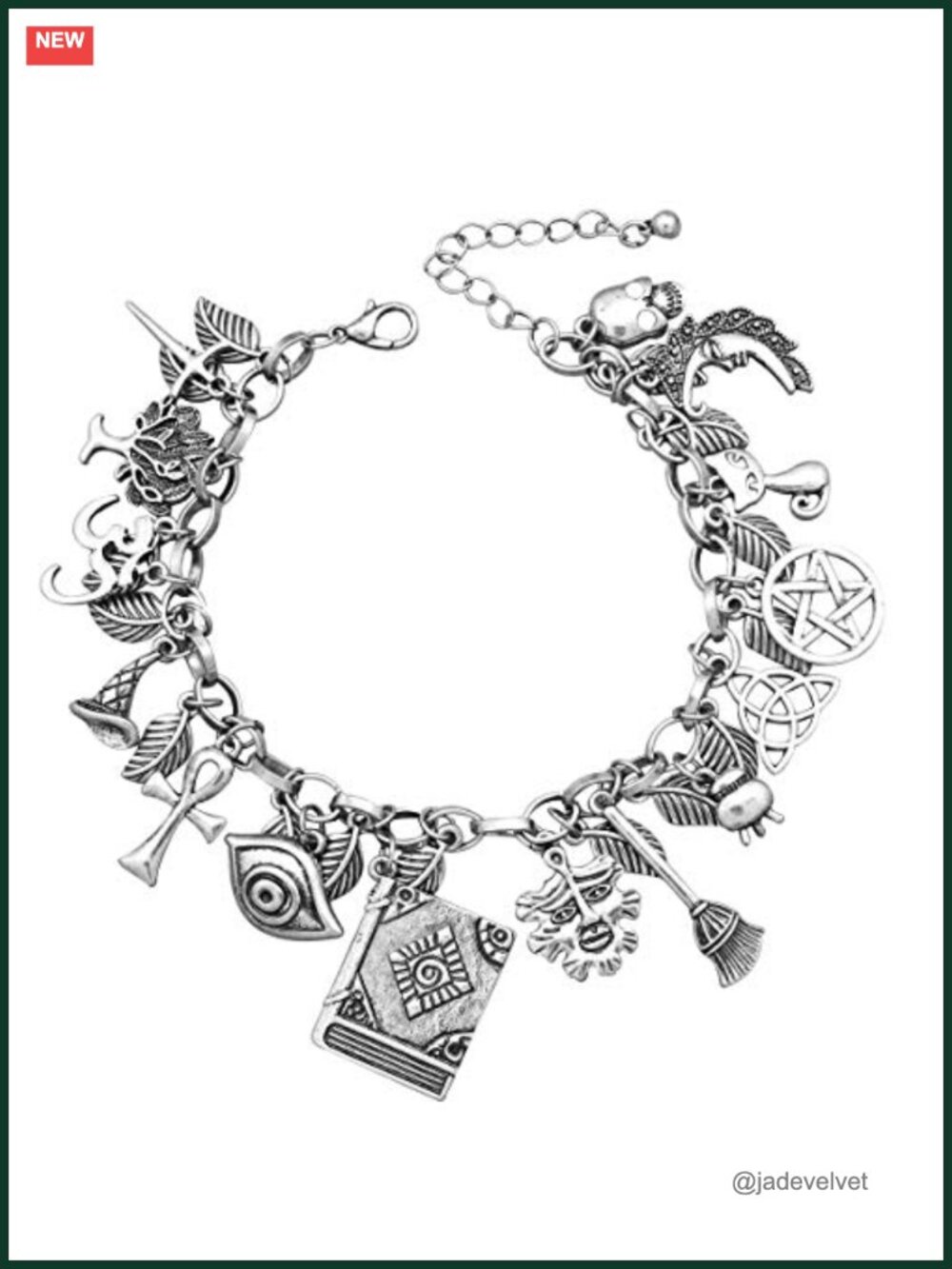 Alloy Multi-Charm Cuff Bangle Bracelet Retro Celtic Cross Leaf Moon Cat